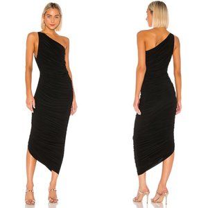 Norma Kamali Women's S 36 Black Diana One Shoulder Ruched Shirred Gown Dress NEW